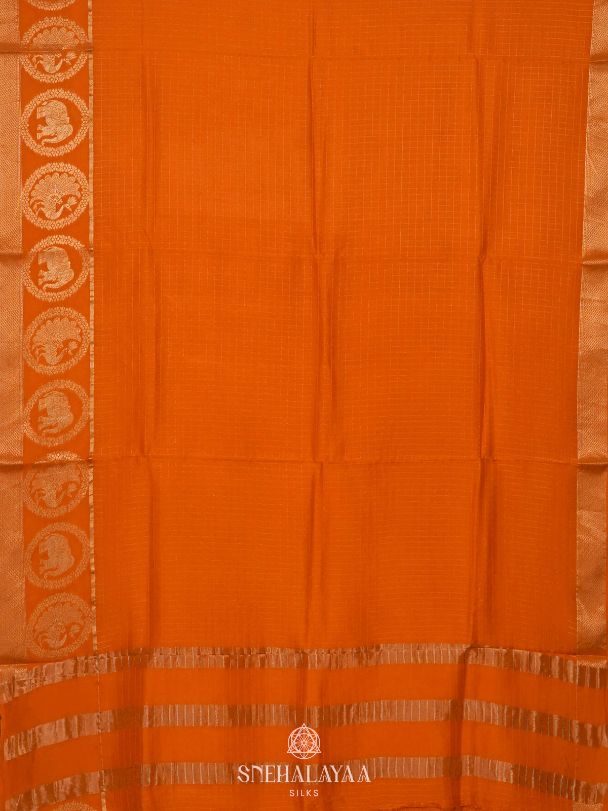 Orange Banaras Silk Saree