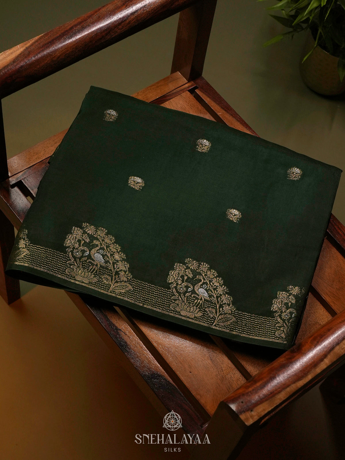 Forest Green Banaras Silk Saree