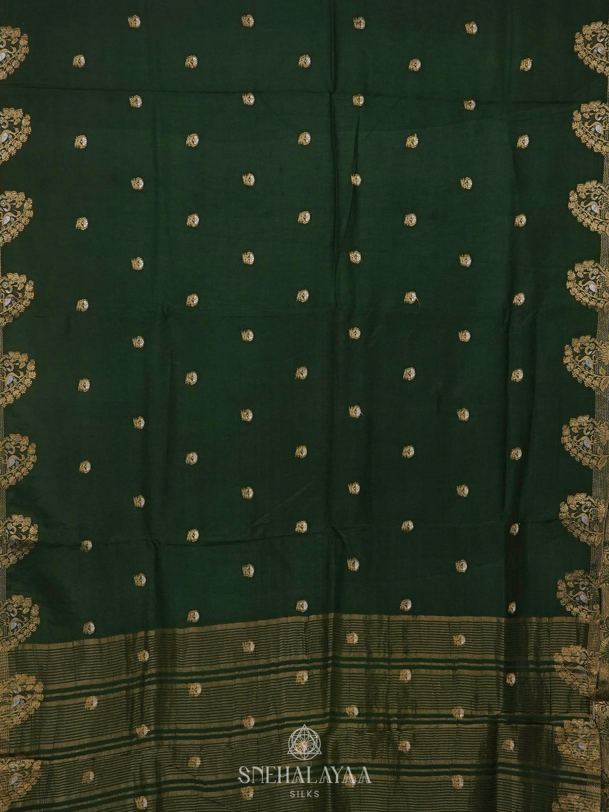 Forest Green Banaras Silk Saree