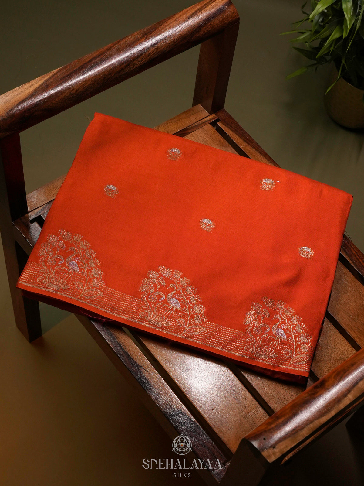 Orange Banaras Silk Saree