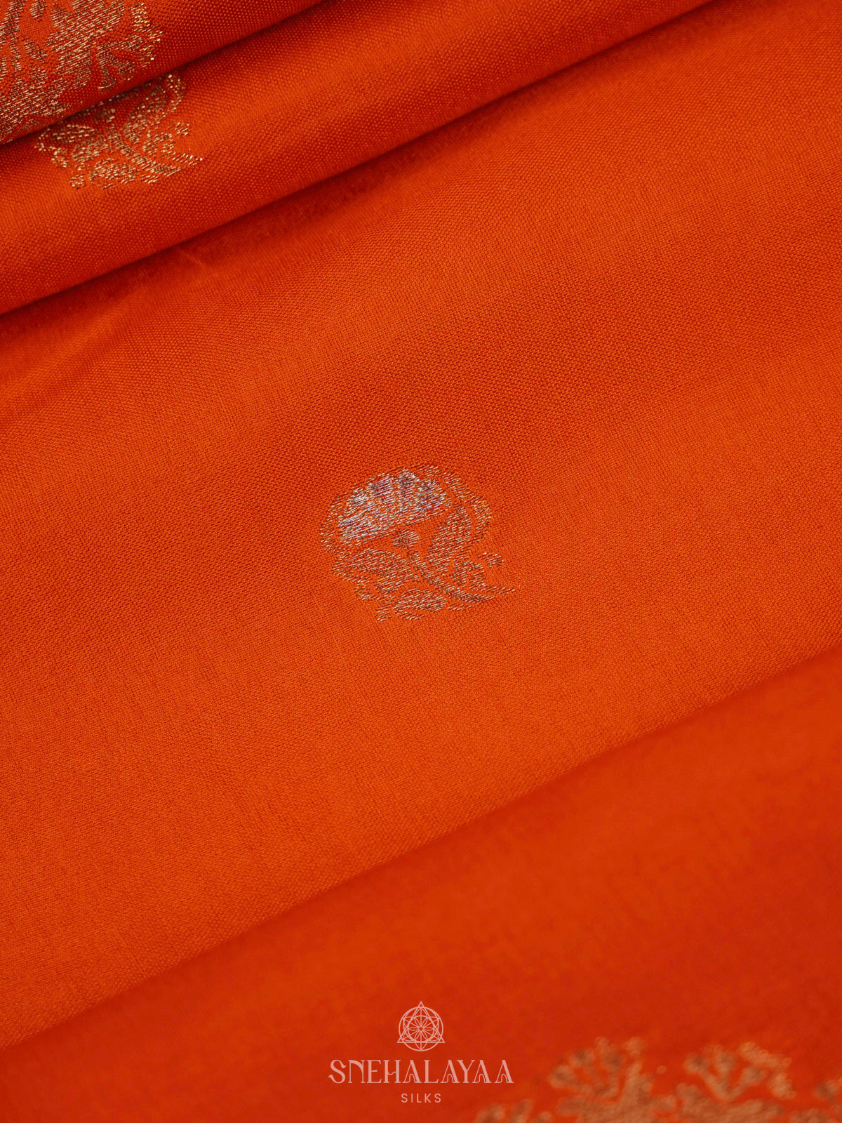 Orange Banaras Silk Saree