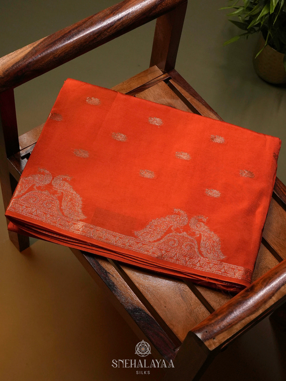 Orange Banaras Silk Saree
