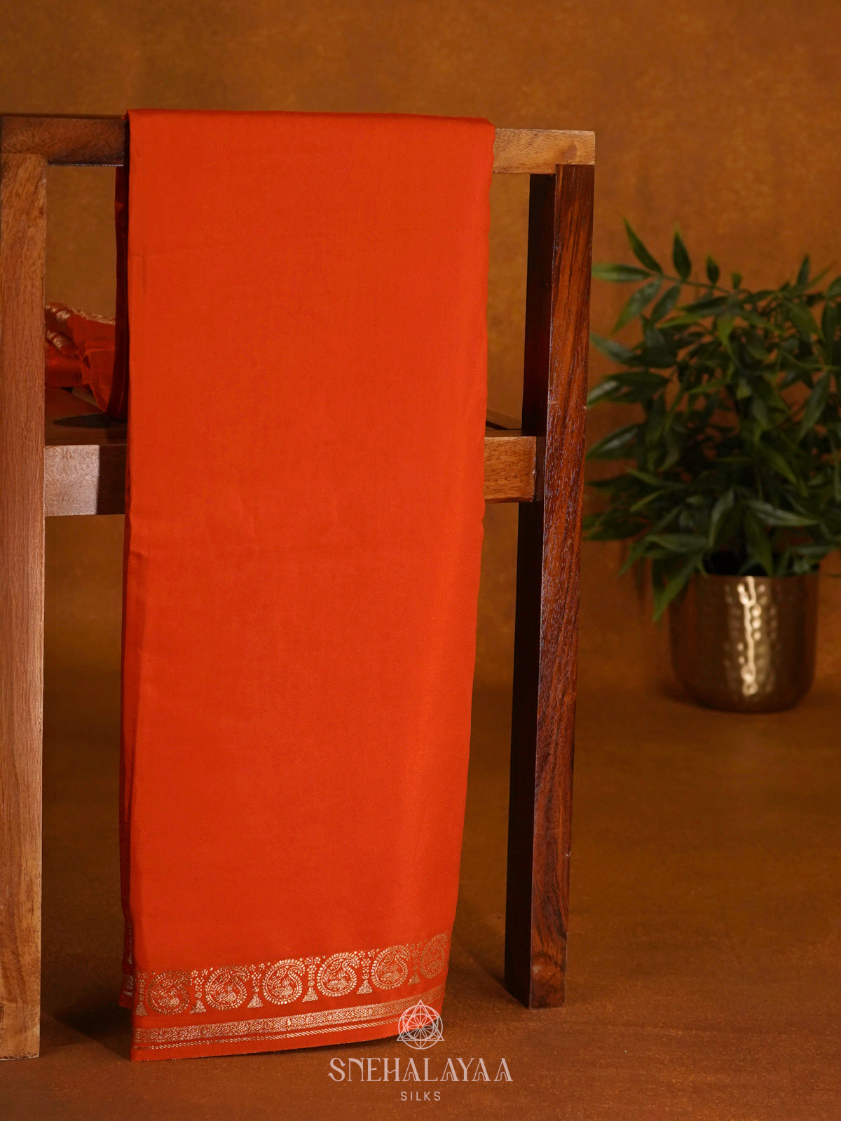 Orange Mysore Silk Saree