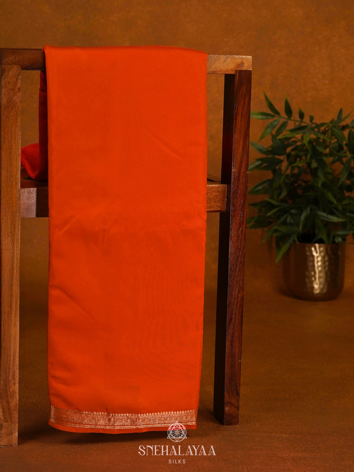 Orange Mysore Silk Saree