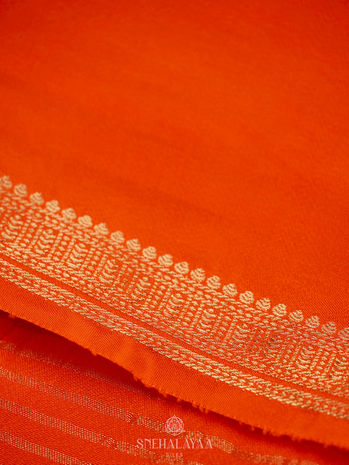 Orange Mysore Silk Saree