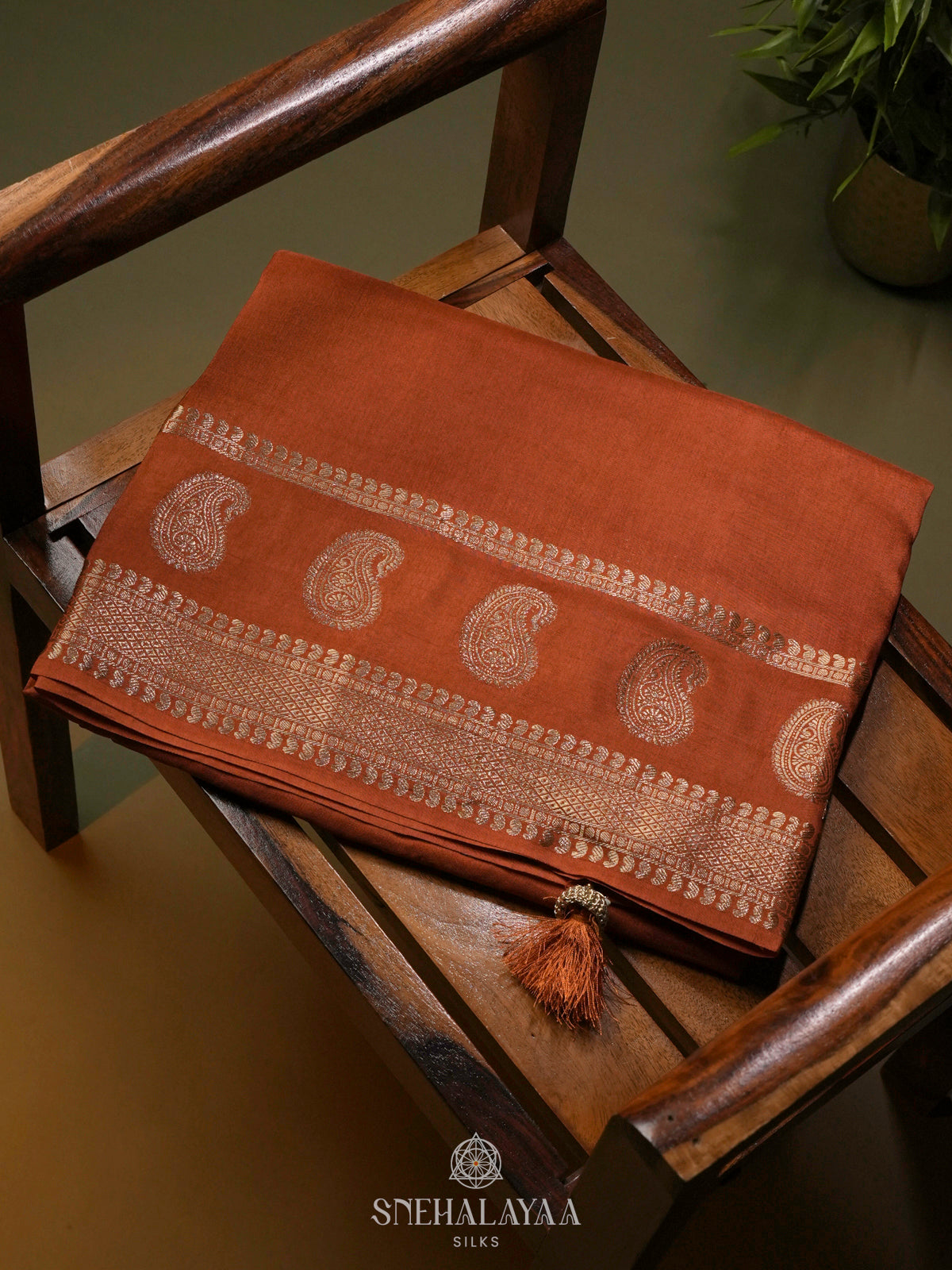 Orange Banaras Silk Saree