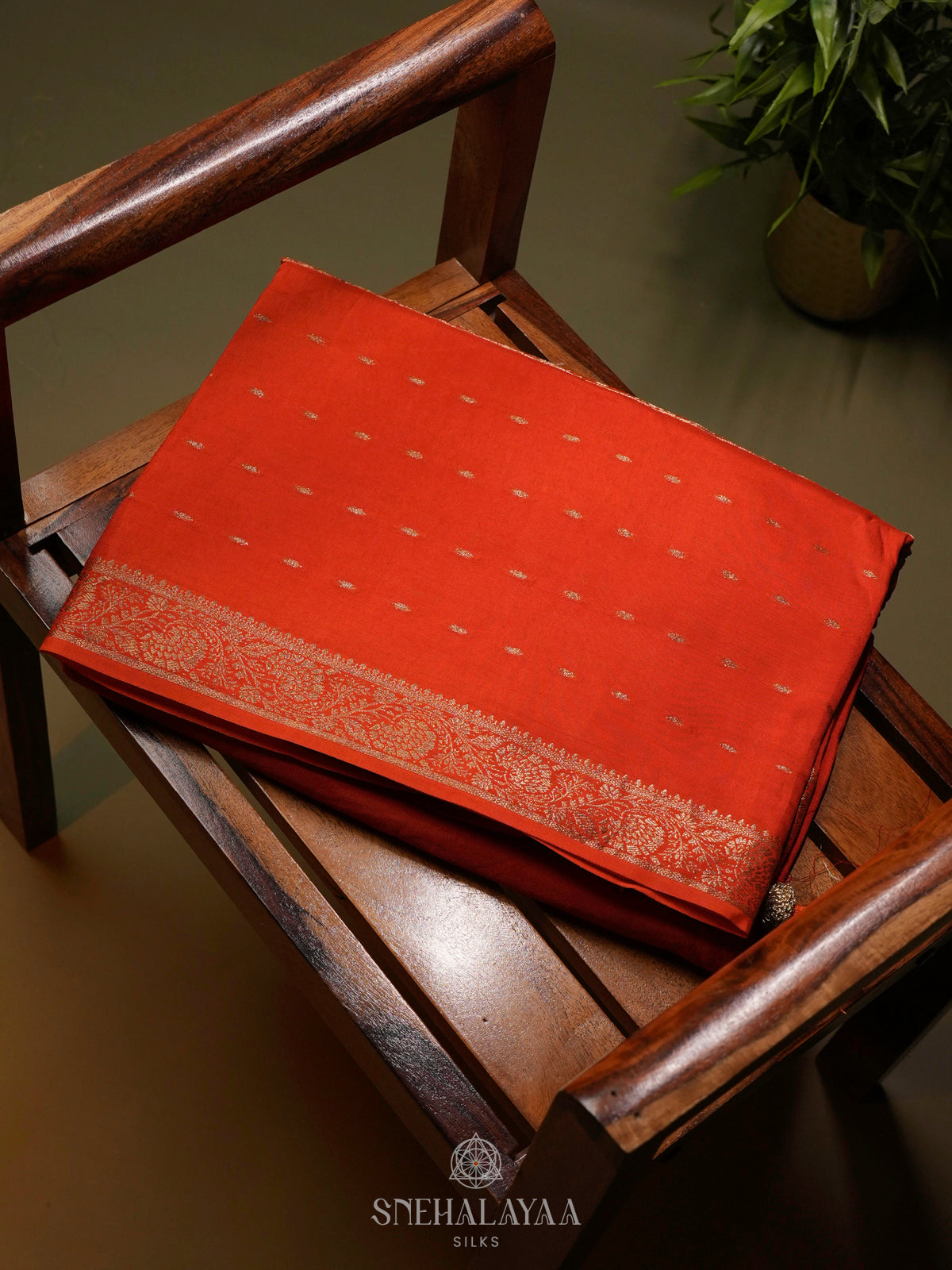 Orange Banaras Silk Saree