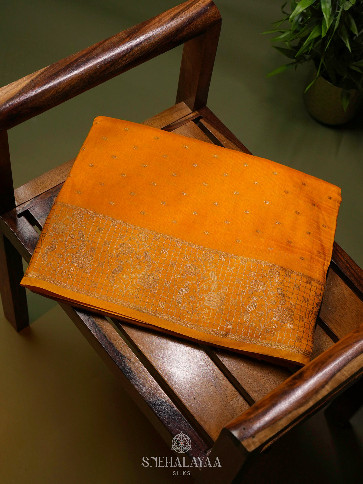 Mango Yellow Banaras Silk Saree