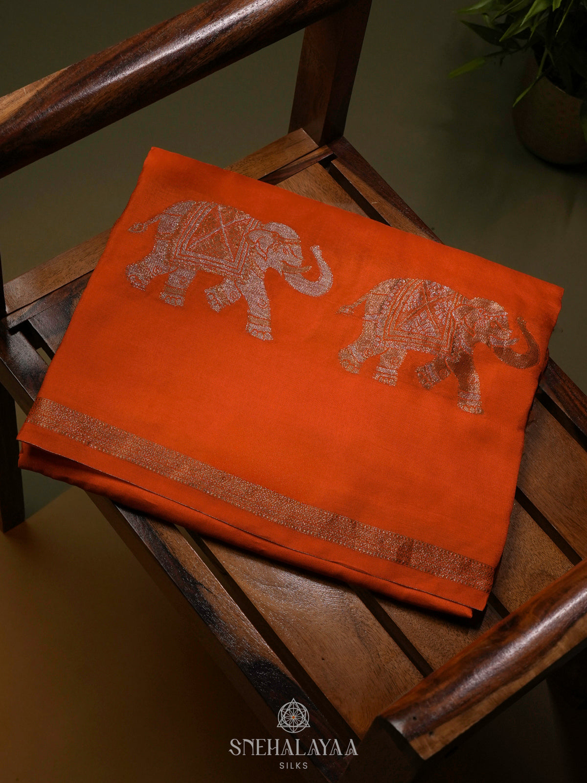 Orange Banaras Silk Saree