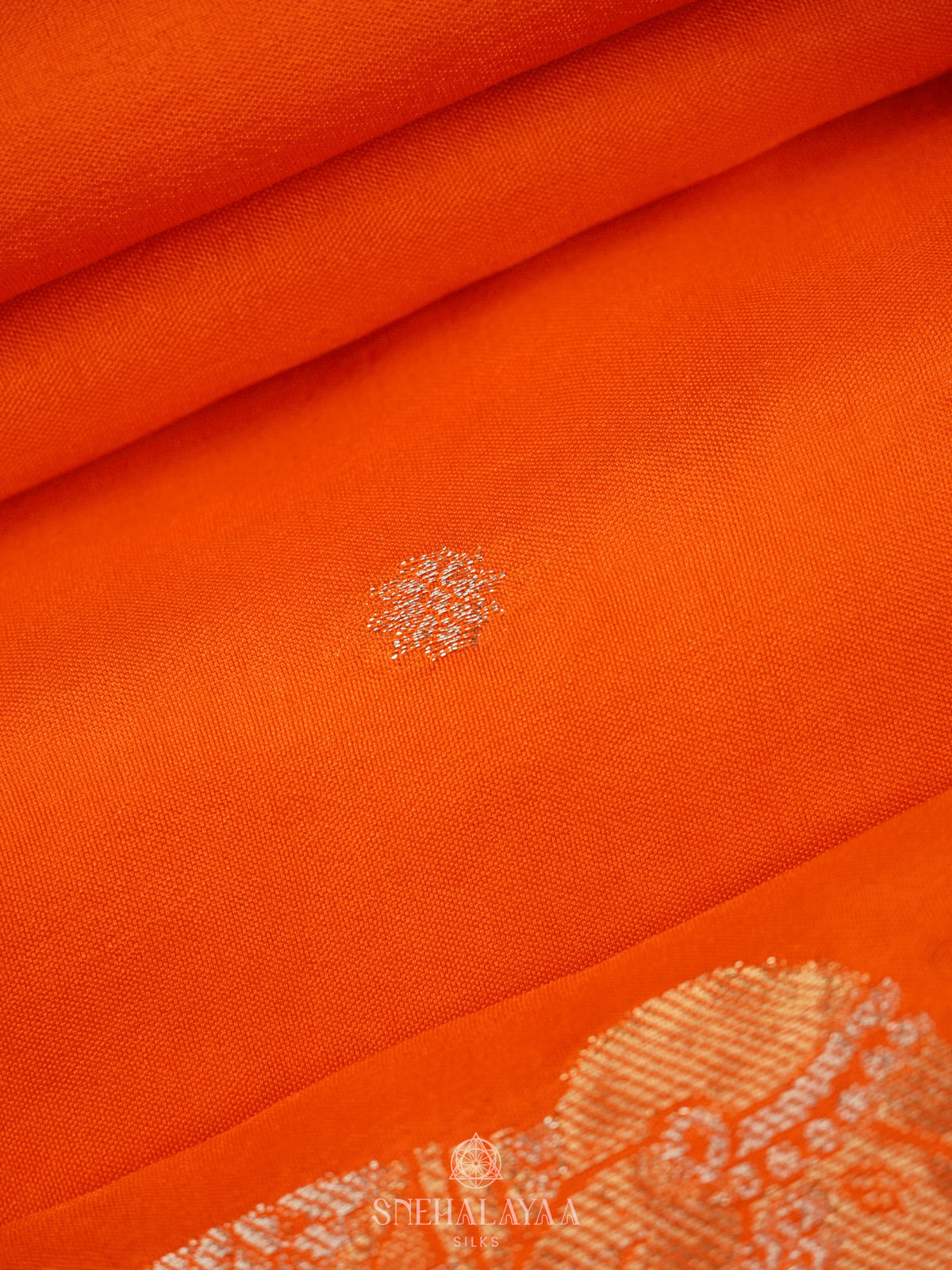 Orange Banaras Silk Saree