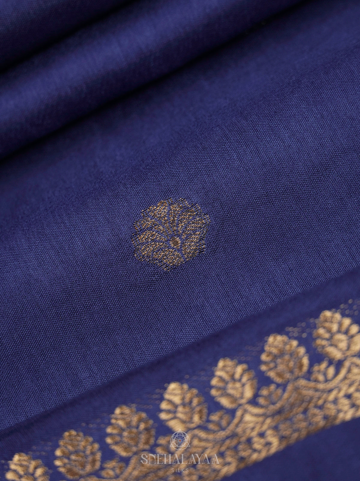 Navy Blue Banaras Silk Saree
