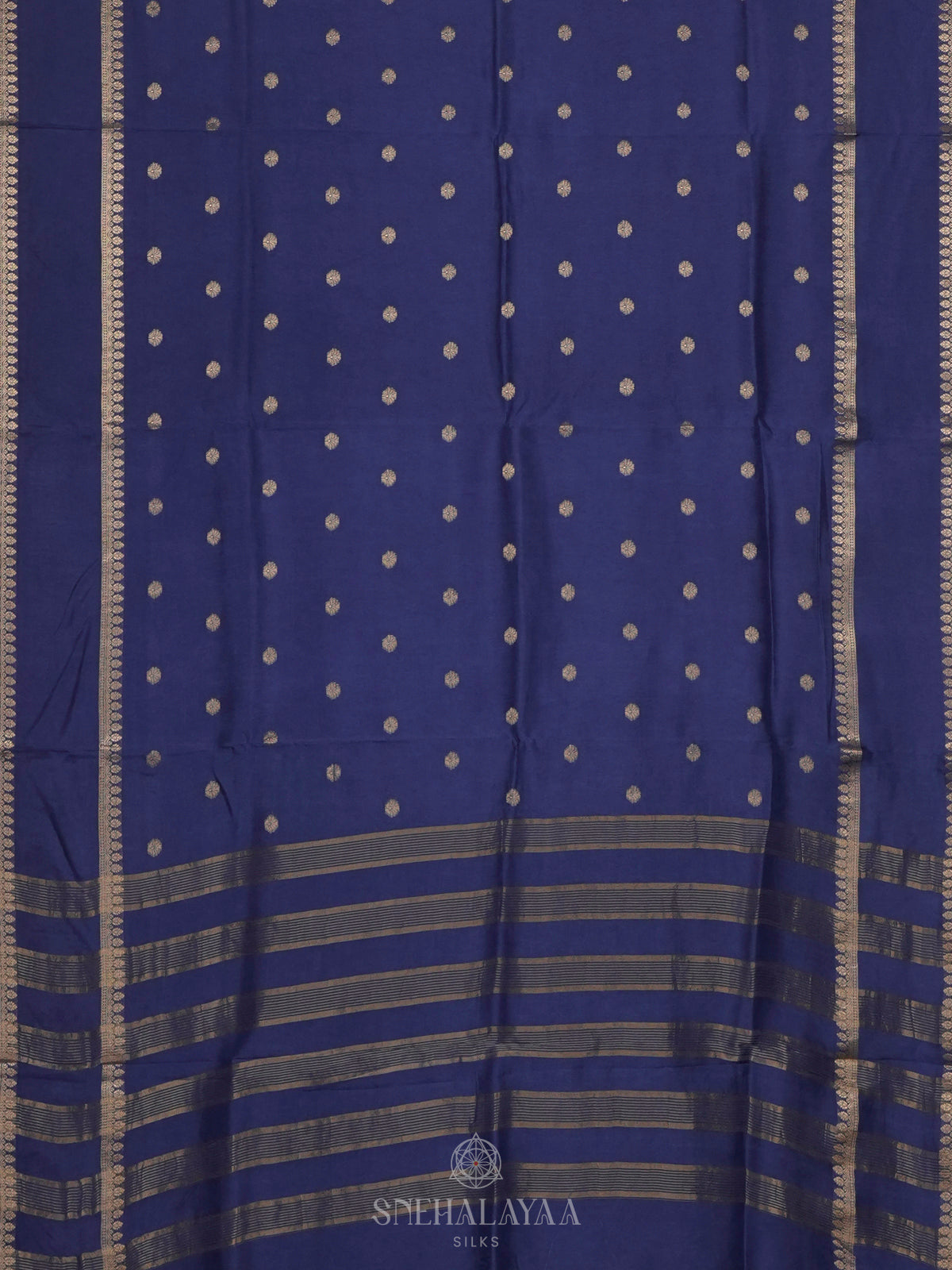 Navy Blue Banaras Silk Saree