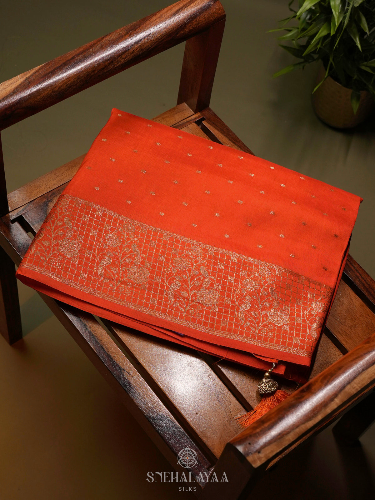 Orange Banaras Silk Saree