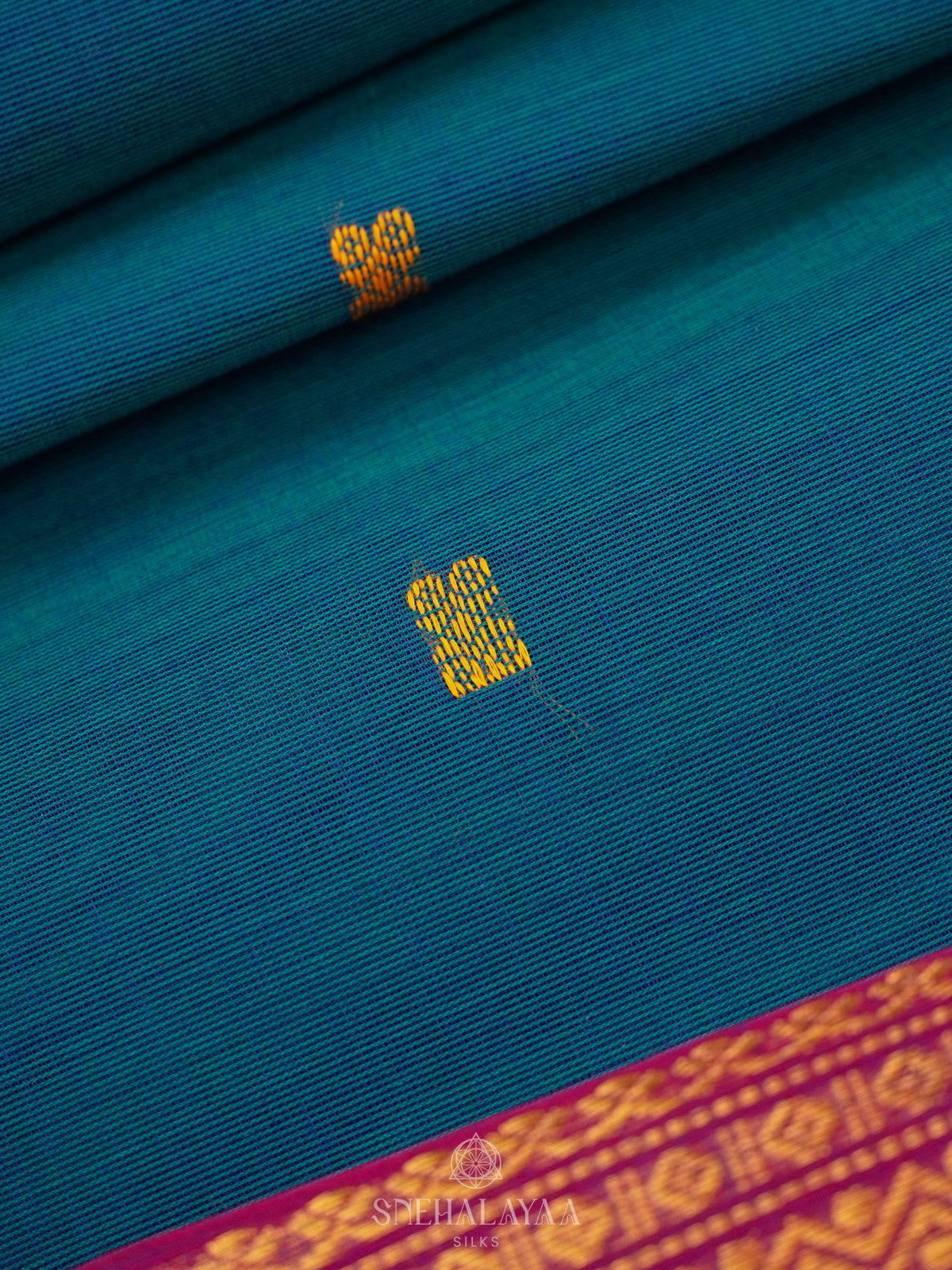 Peacock Blue Kanchi Cotton Saree