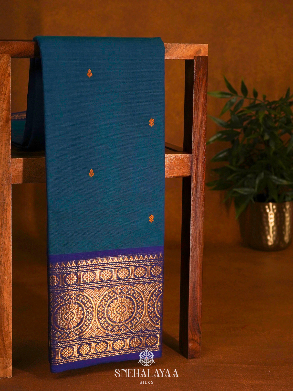 Peacock Blue Kanchi Cotton Saree