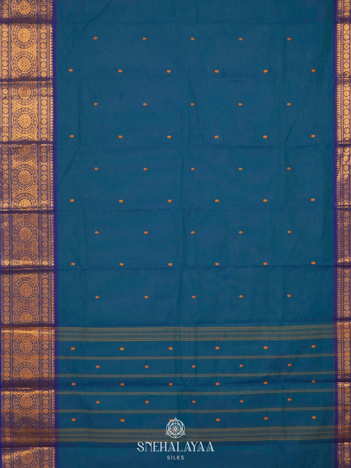 Peacock Blue Kanchi Cotton Saree
