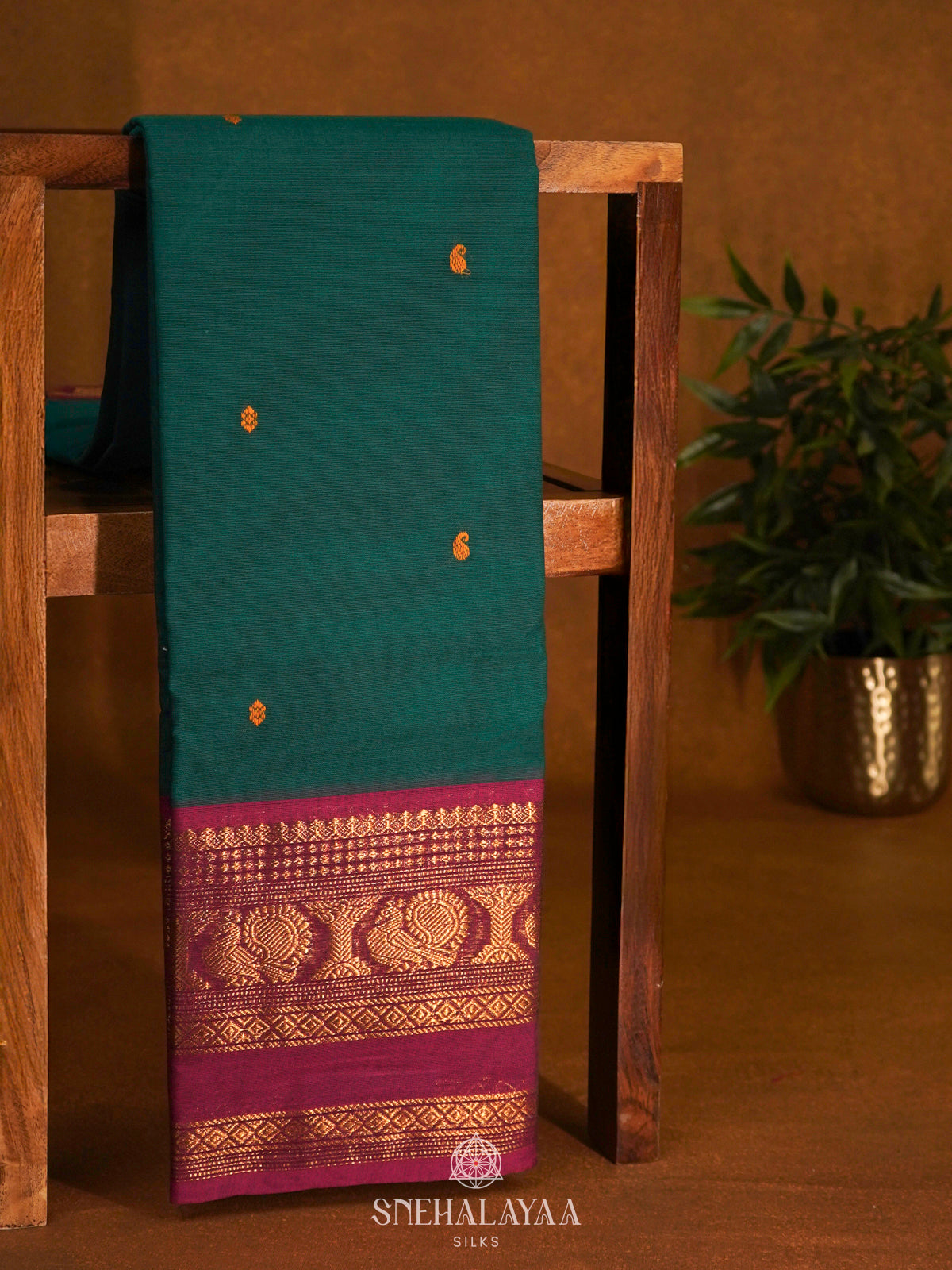 Forest Green Kanchi Cotton Saree