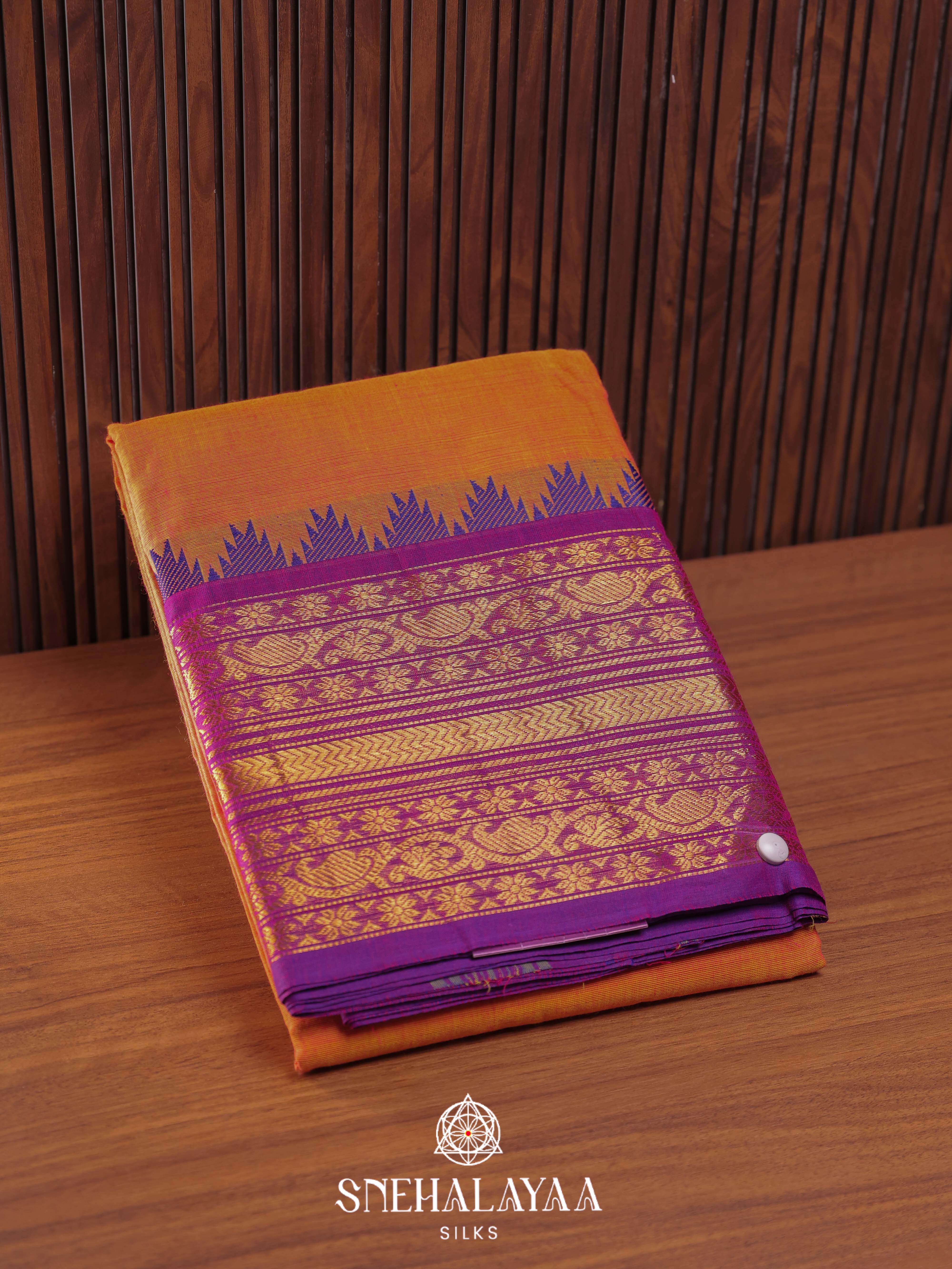 Mango Yellow Kanchi Cotton Saree