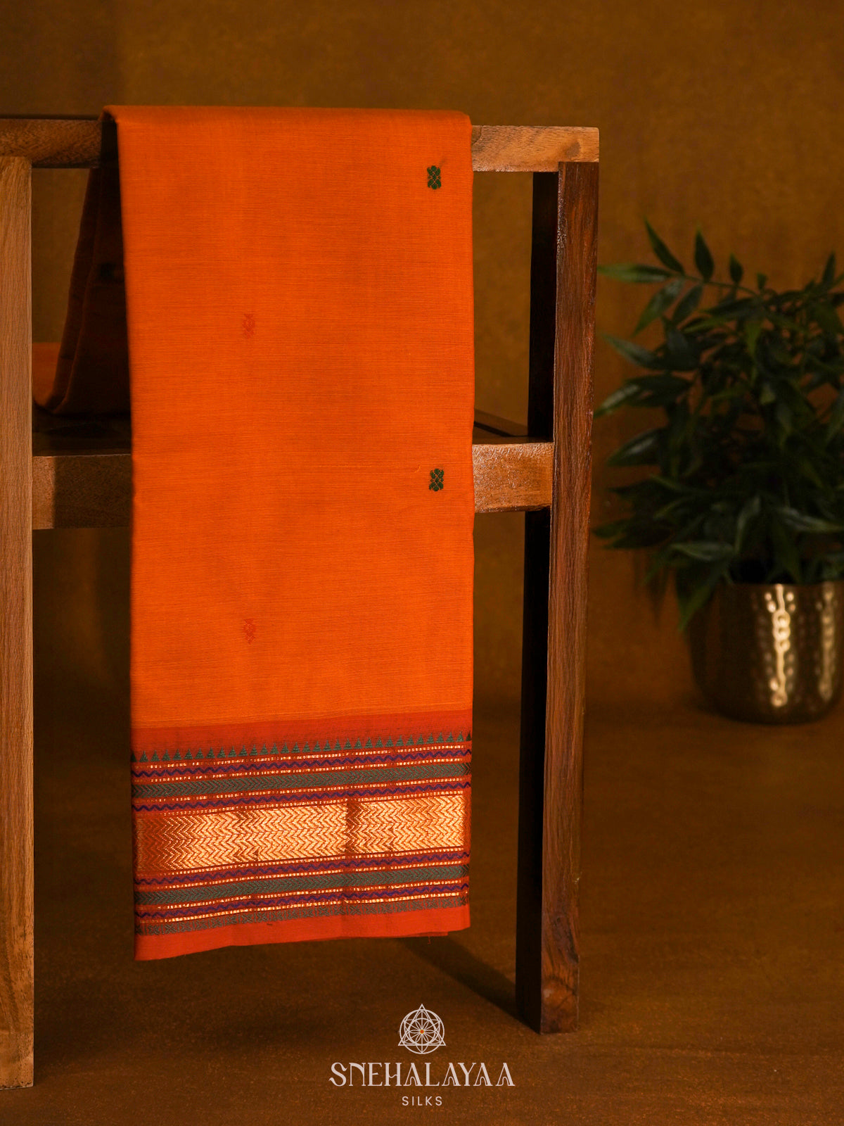 Orange Kanchi Cotton Saree