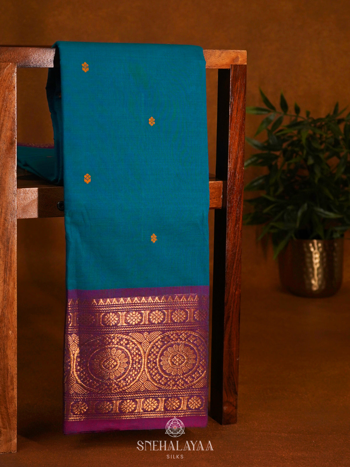Peacock Blue Kanchi Cotton Saree