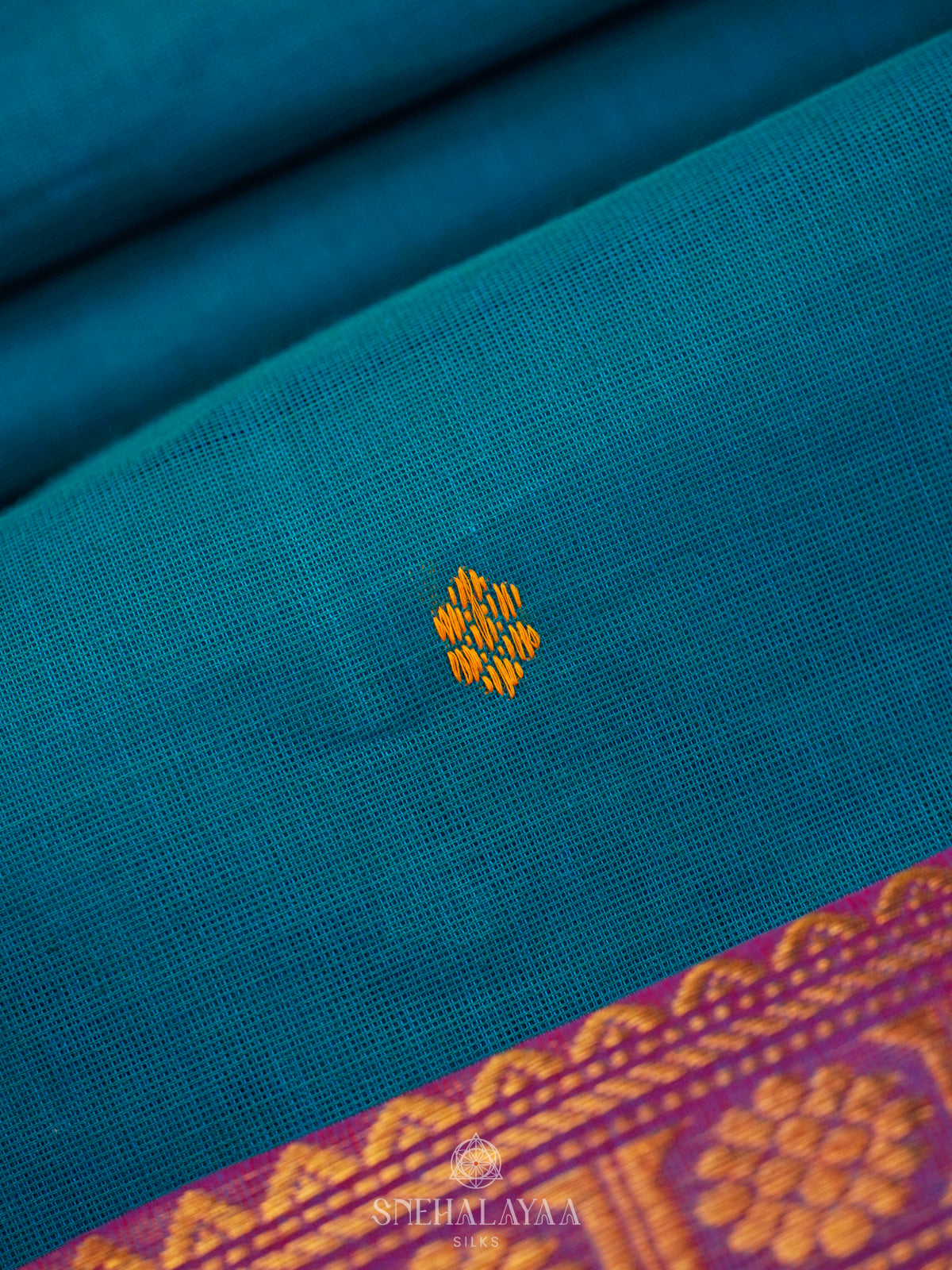 Peacock Blue Kanchi Cotton Saree