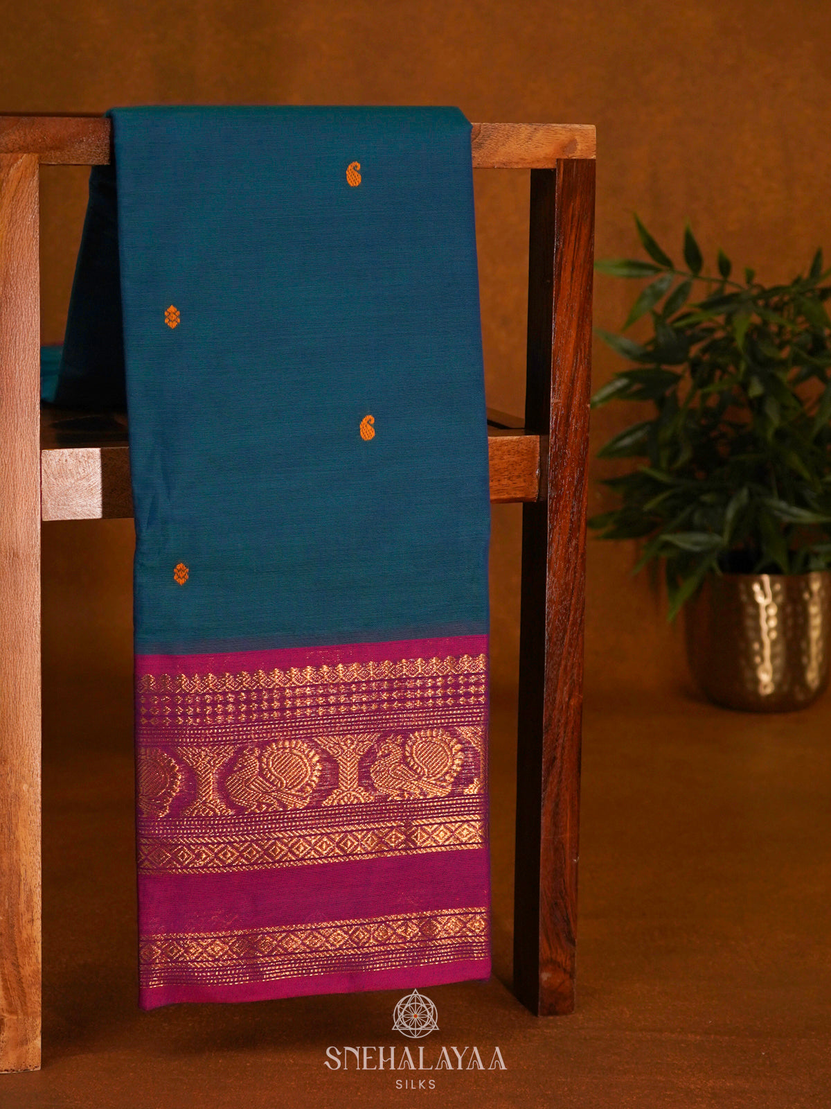 Peacock Blue Kanchi Cotton Saree