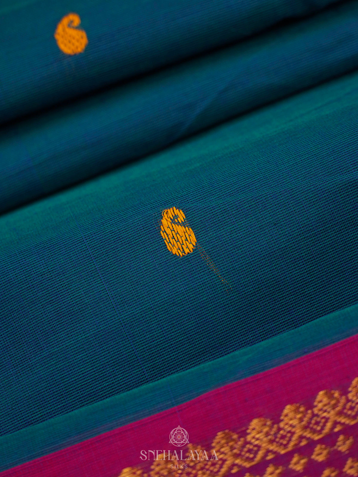 Peacock Blue Kanchi Cotton Saree
