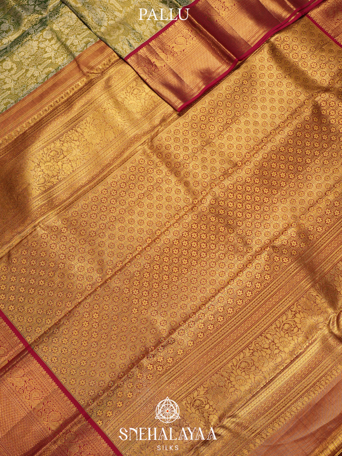 Pale Olive Green Kanjivaram Silk Saree