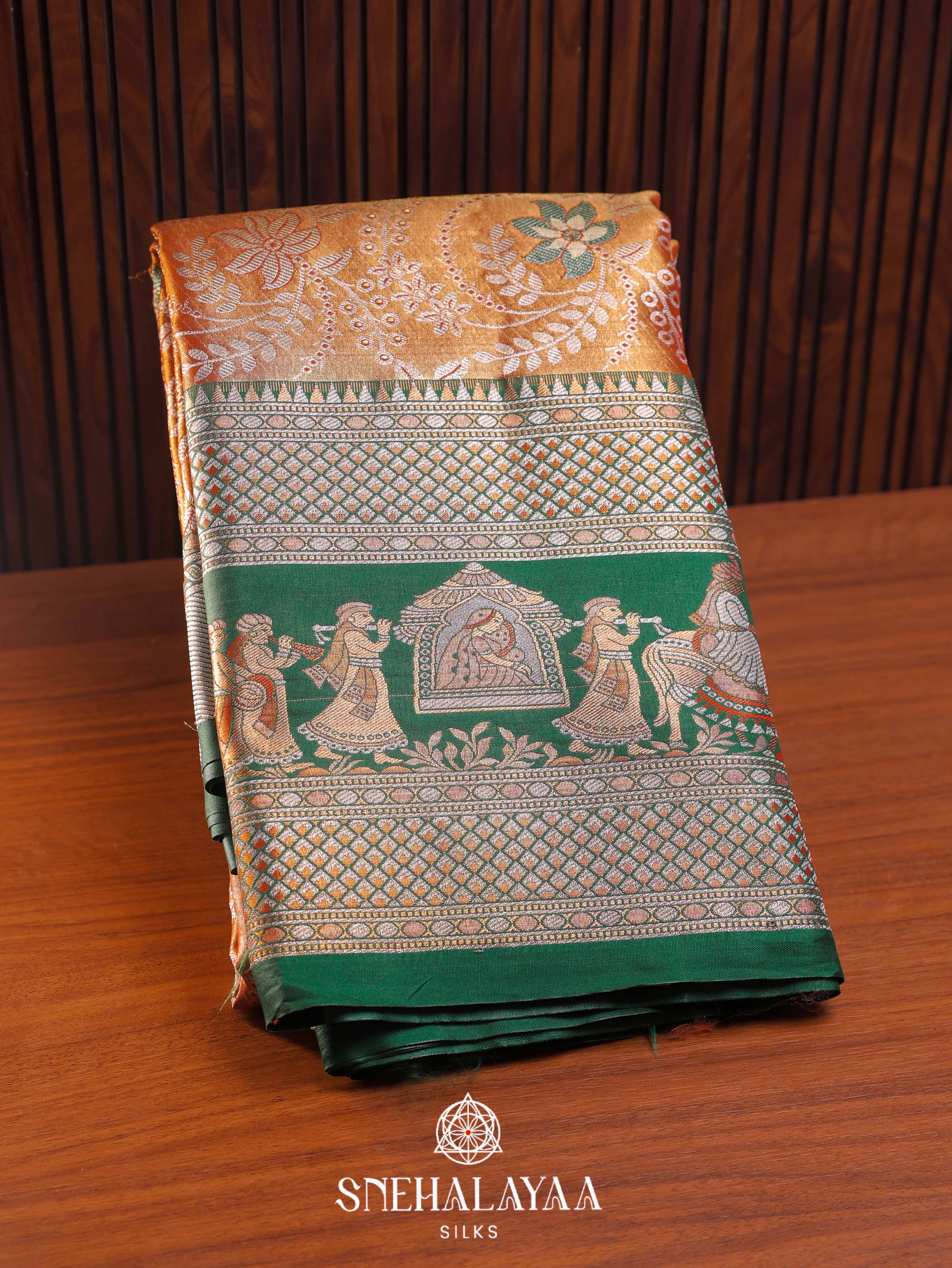 Peach Art Silk Saree