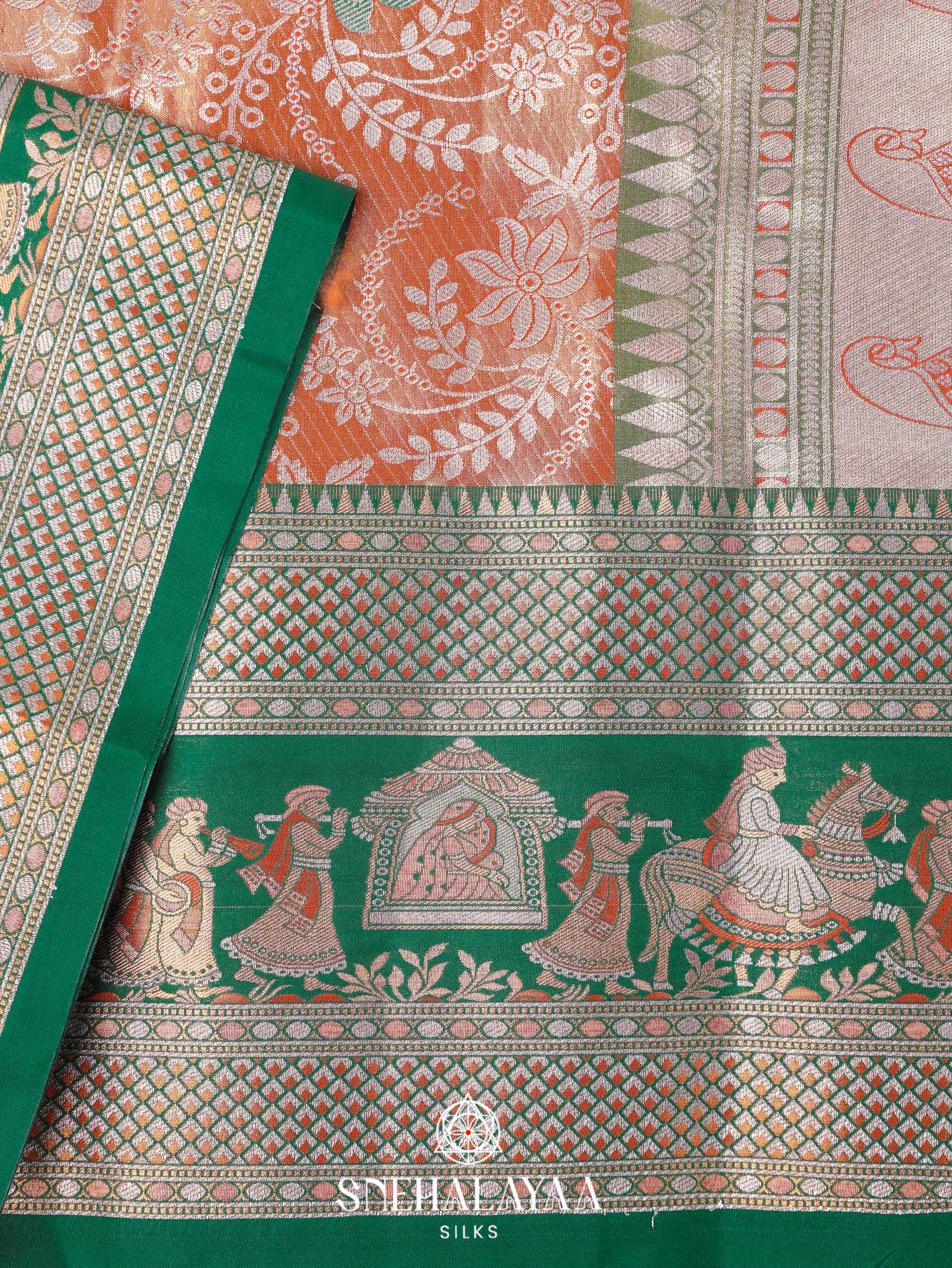 Peach Art Silk Saree