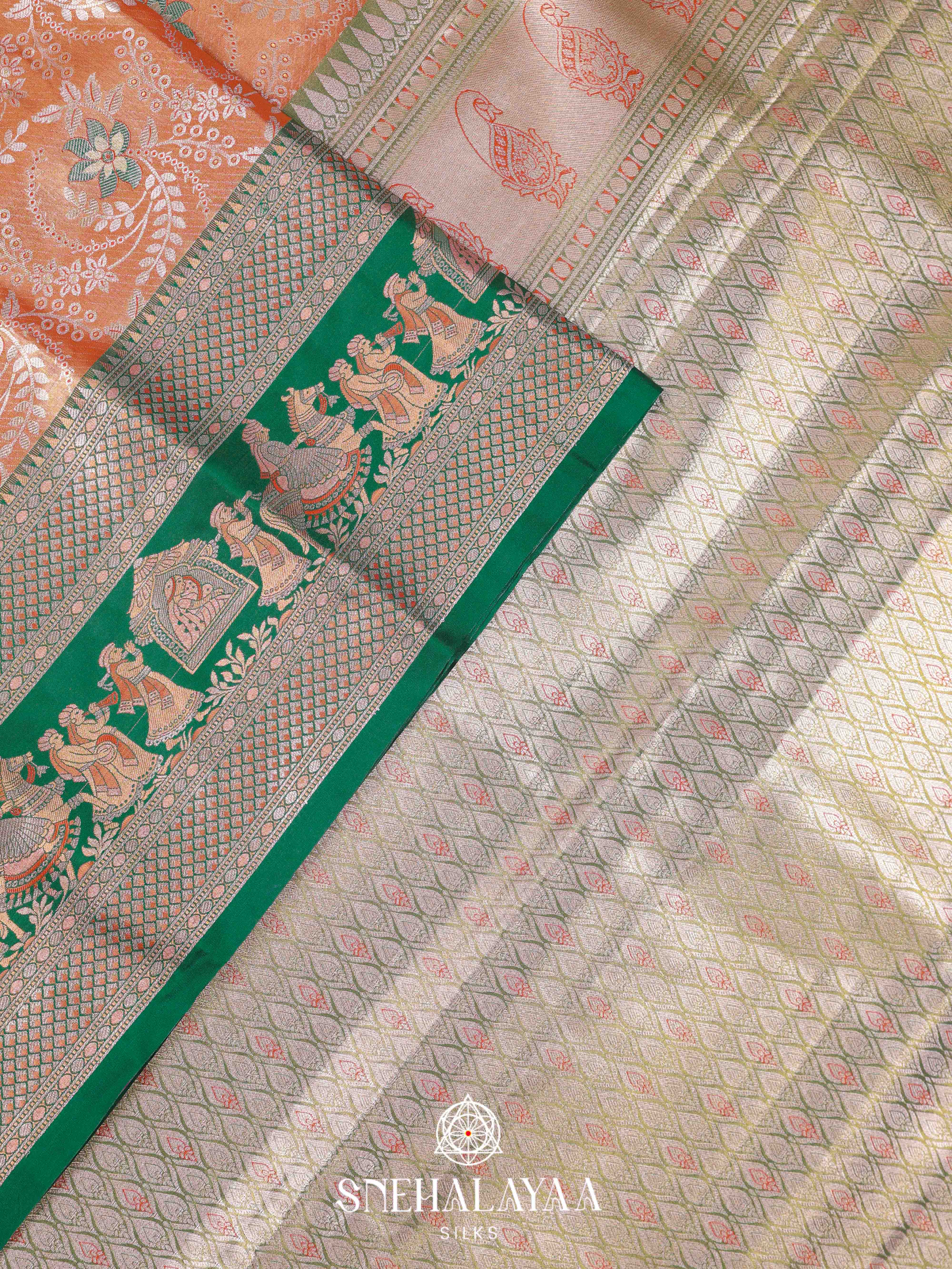 Peach Art Silk Saree