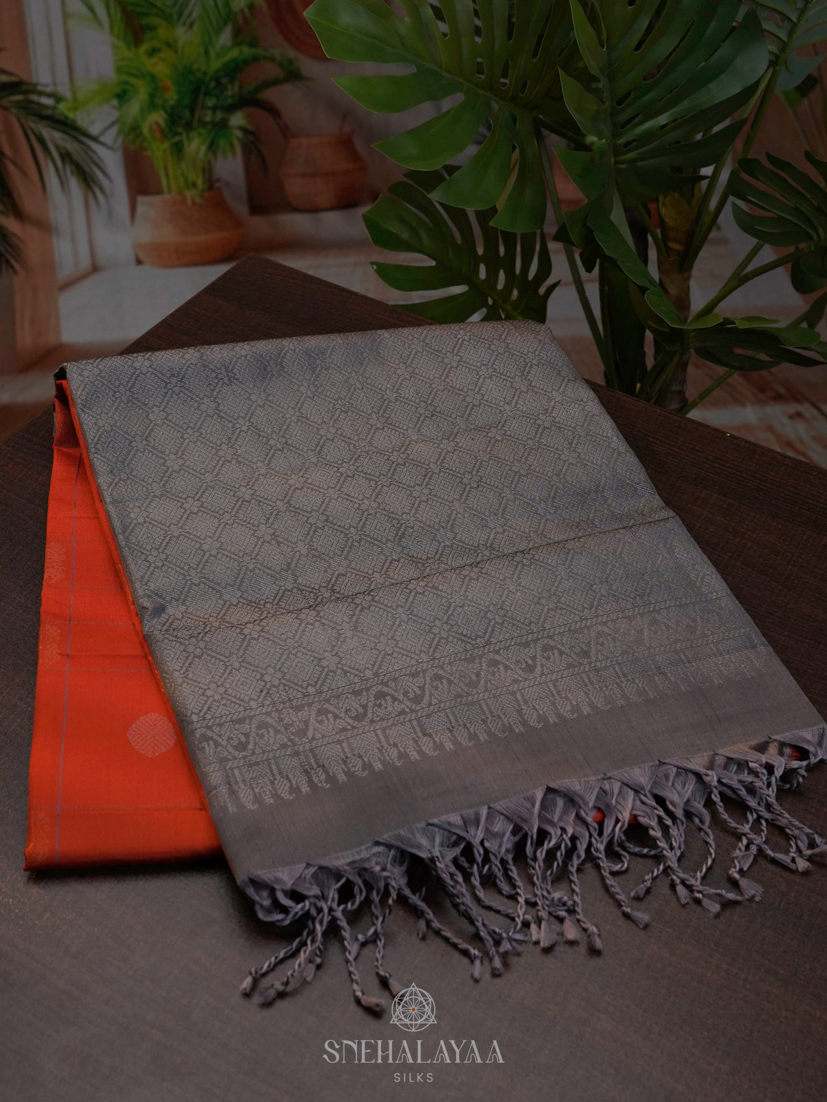 Rust Orange Soft Silk Saree