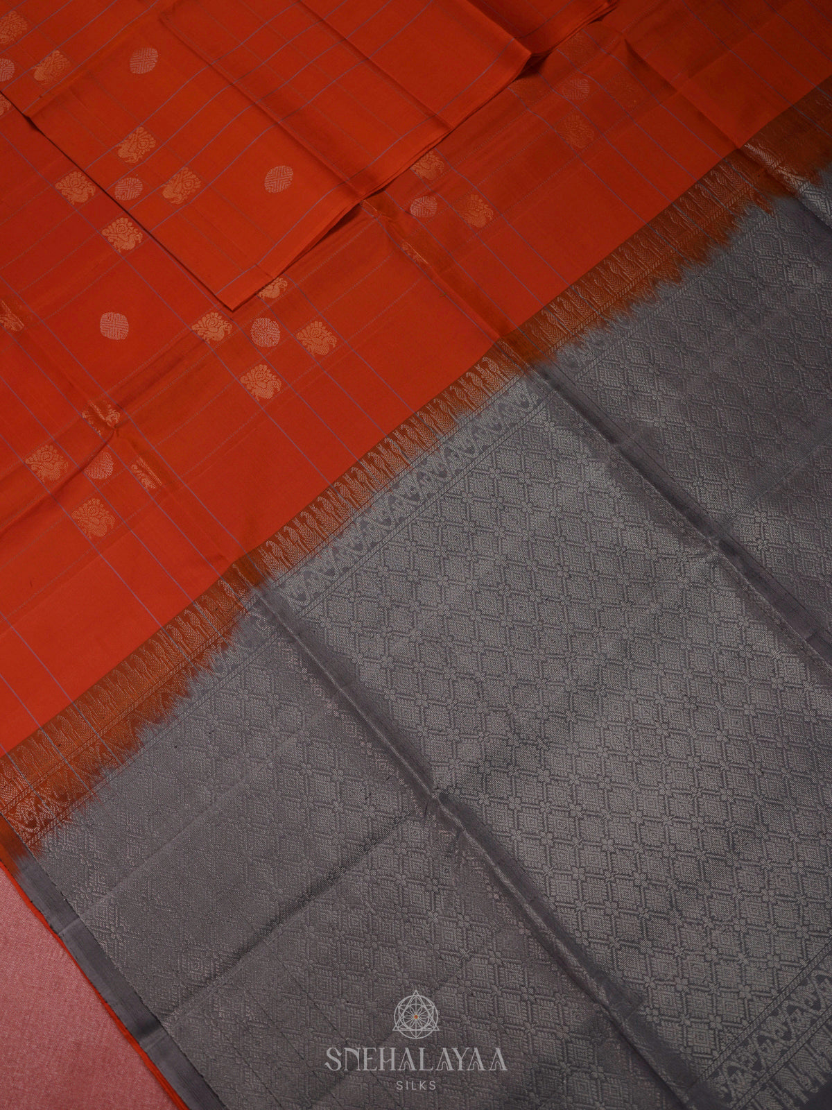 Rust Orange Soft Silk Saree