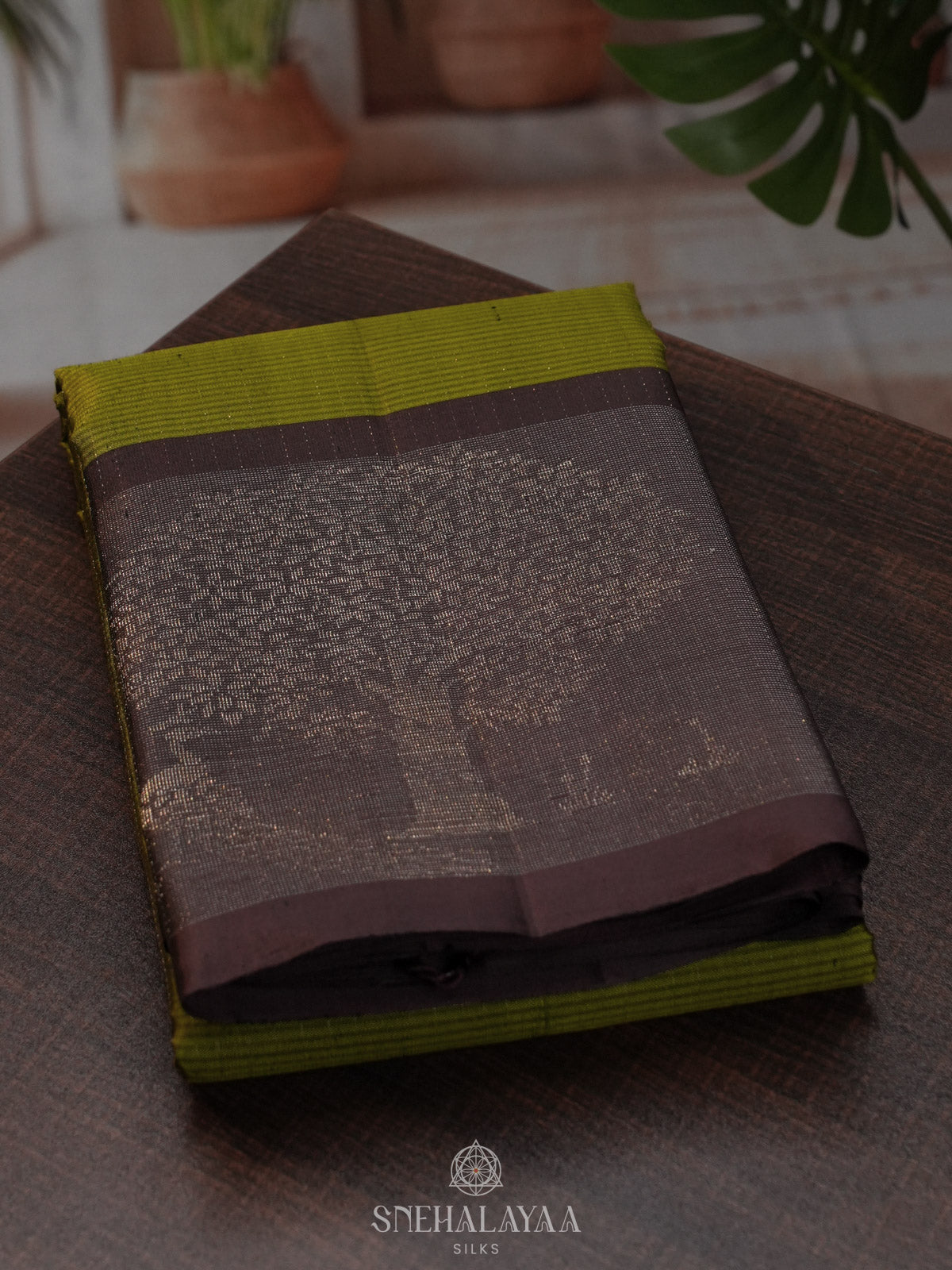 Olive Green Kanjivaram Silk Saree
