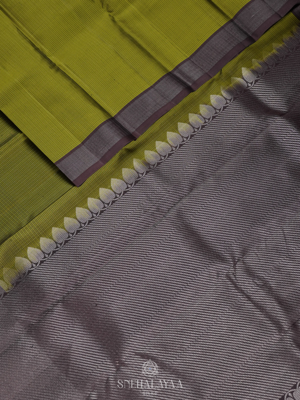 Olive Green Kanjivaram Silk Saree