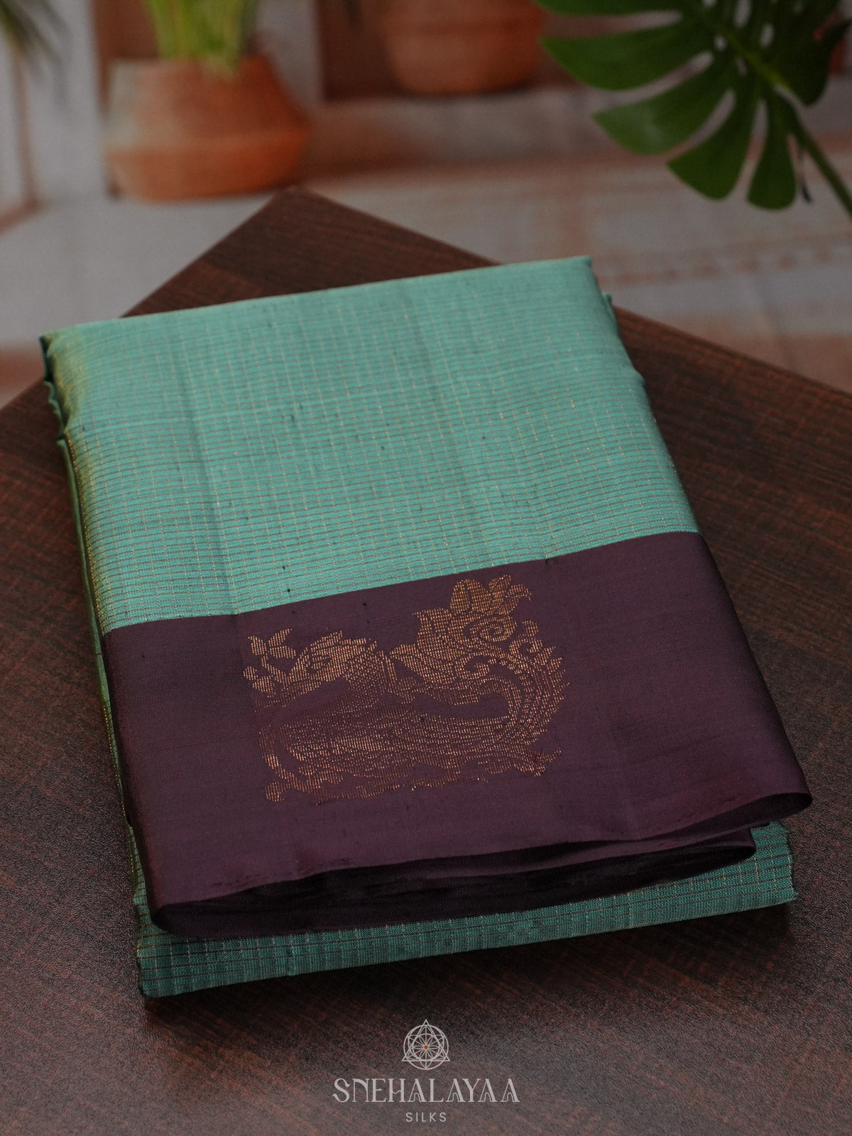 Teal Blue Kanjivaram Silk Saree