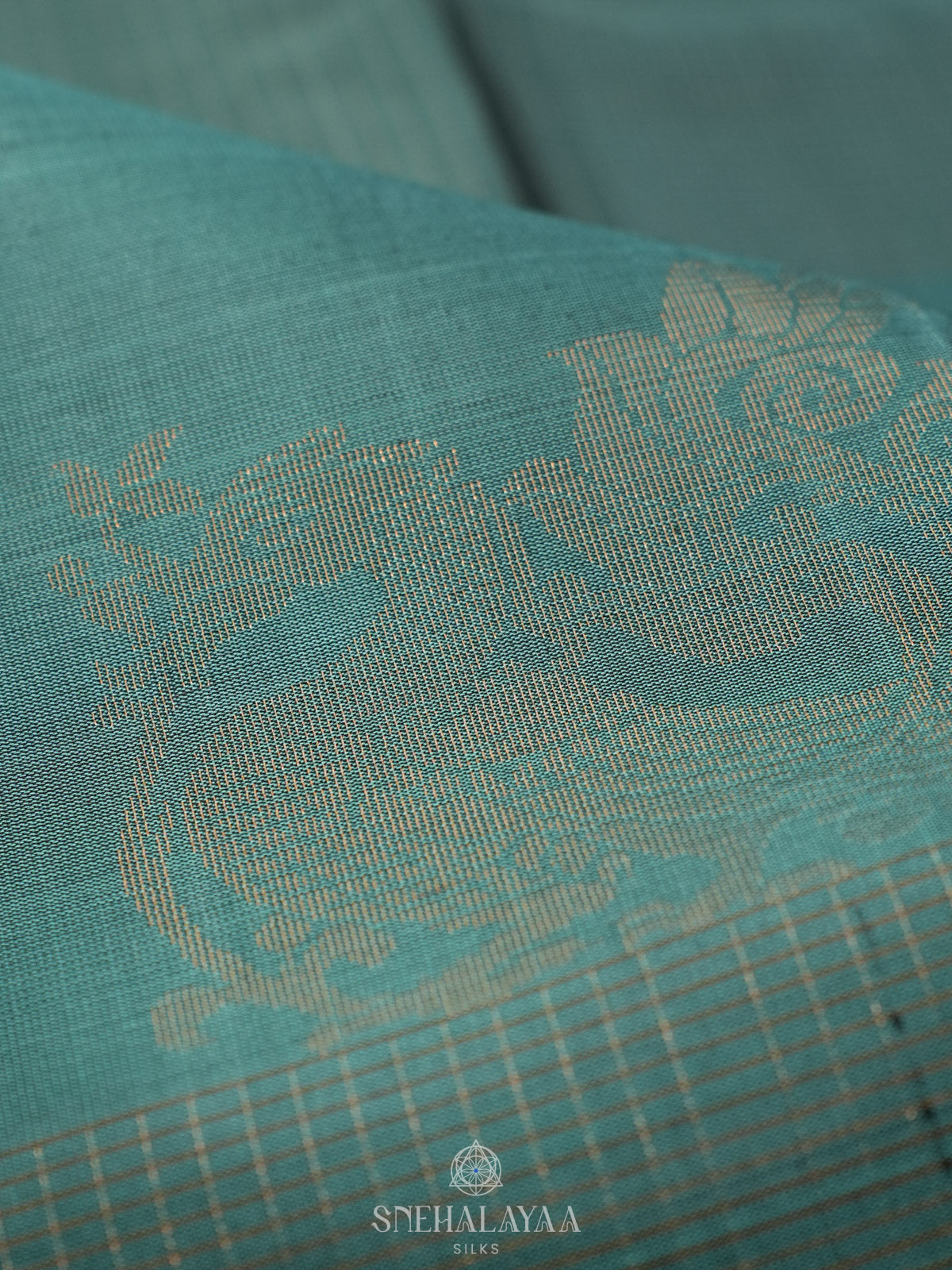 Teal Blue Kanjivaram Silk Saree