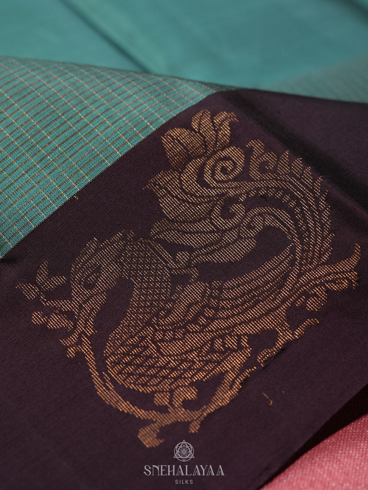 Teal Blue Kanjivaram Silk Saree