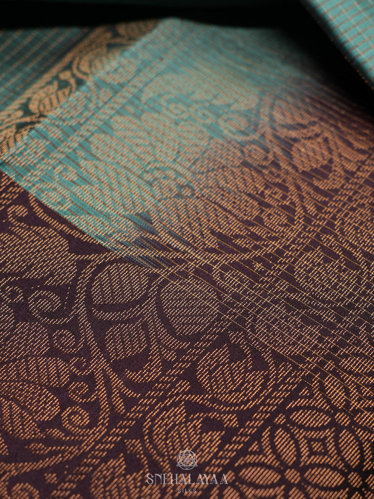 Teal Blue Kanjivaram Silk Saree