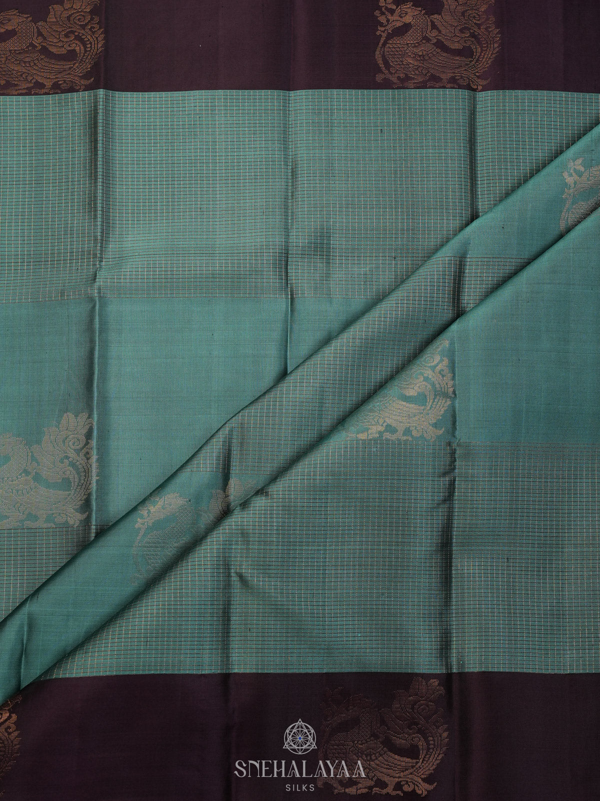 Teal Blue Kanjivaram Silk Saree