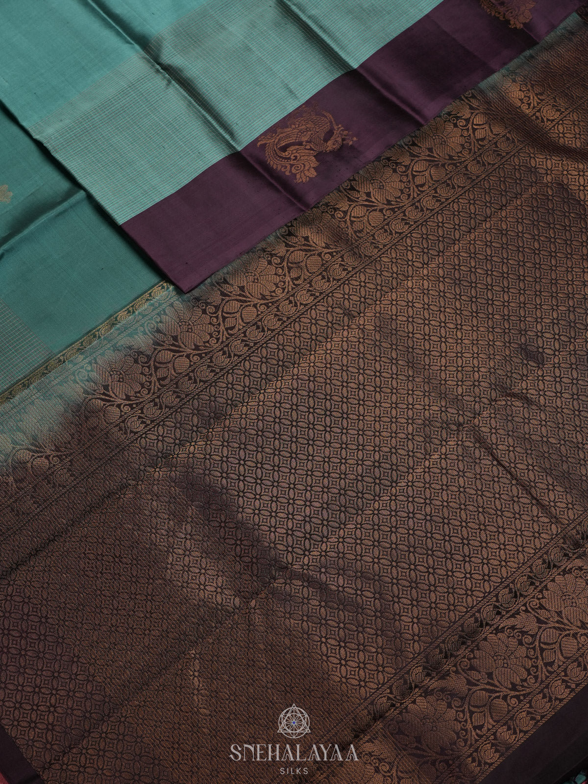 Teal Blue Kanjivaram Silk Saree