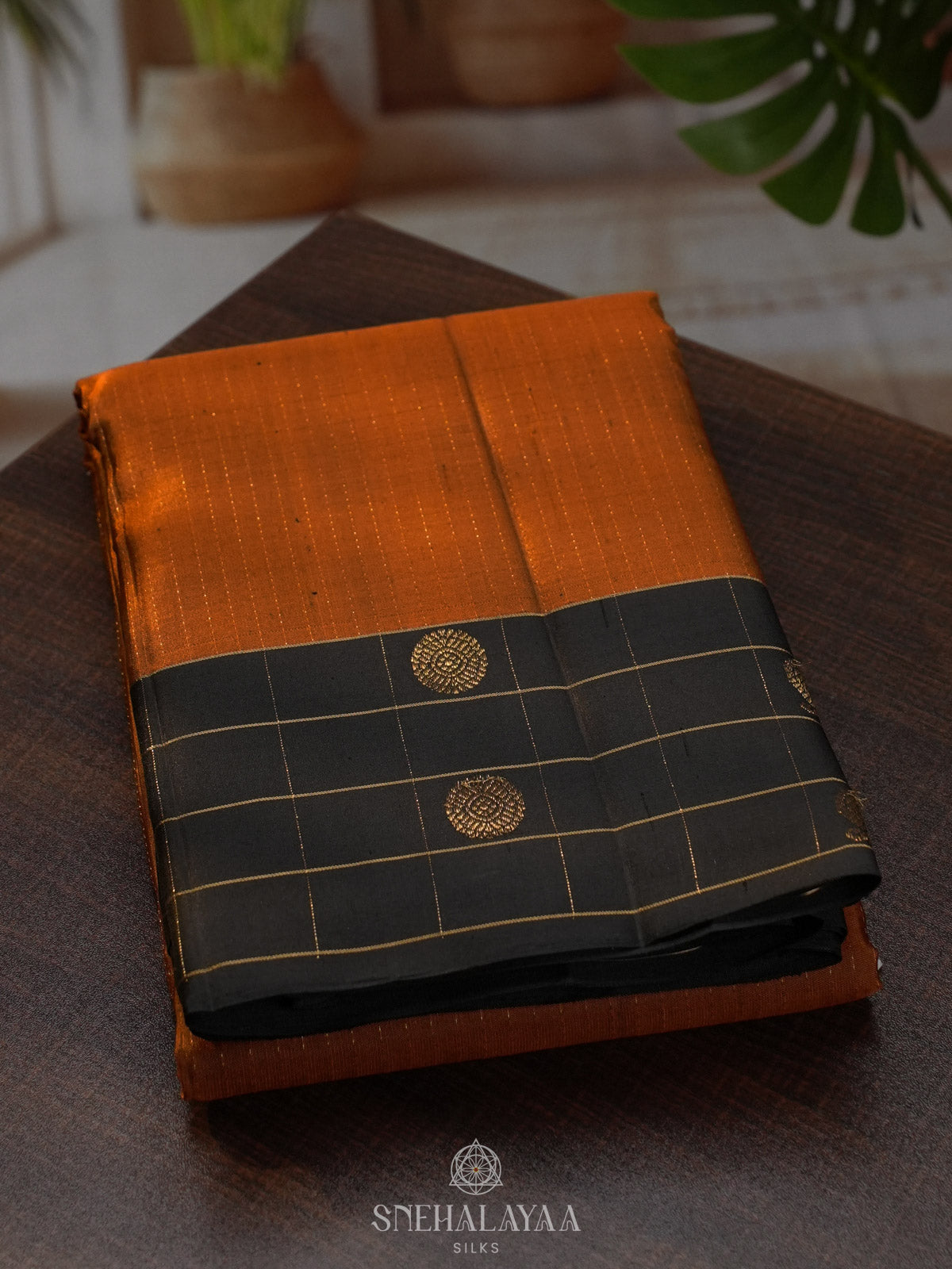 Burnt Orange Kanjivaram Silk Saree