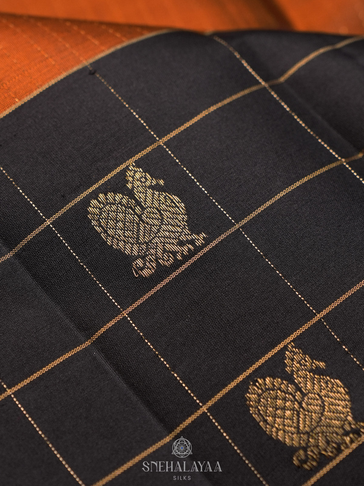 Burnt Orange Kanjivaram Silk Saree