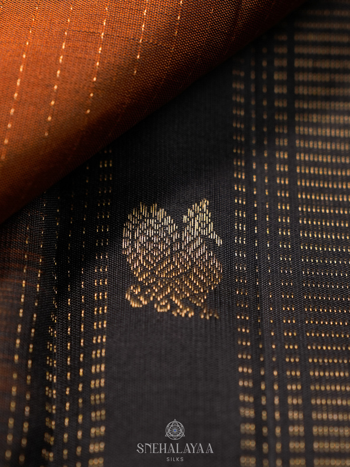 Burnt Orange Kanjivaram Silk Saree