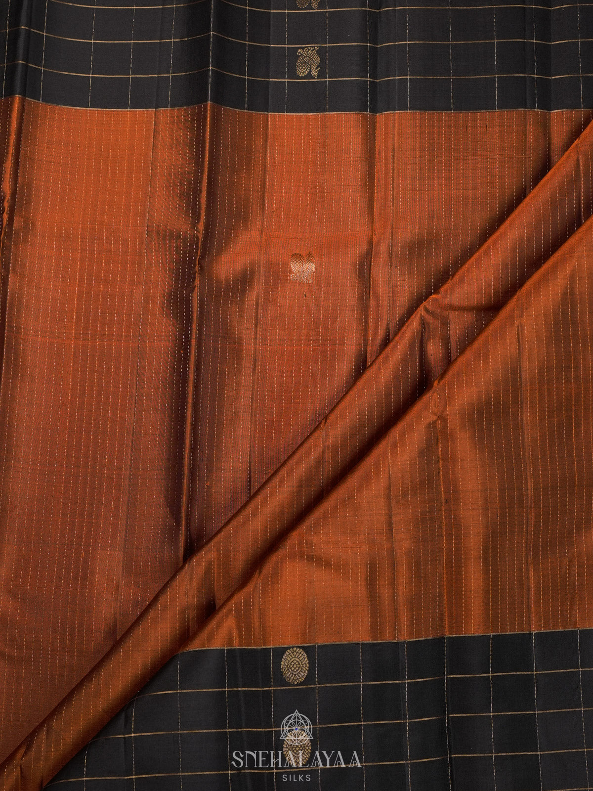 Burnt Orange Kanjivaram Silk Saree