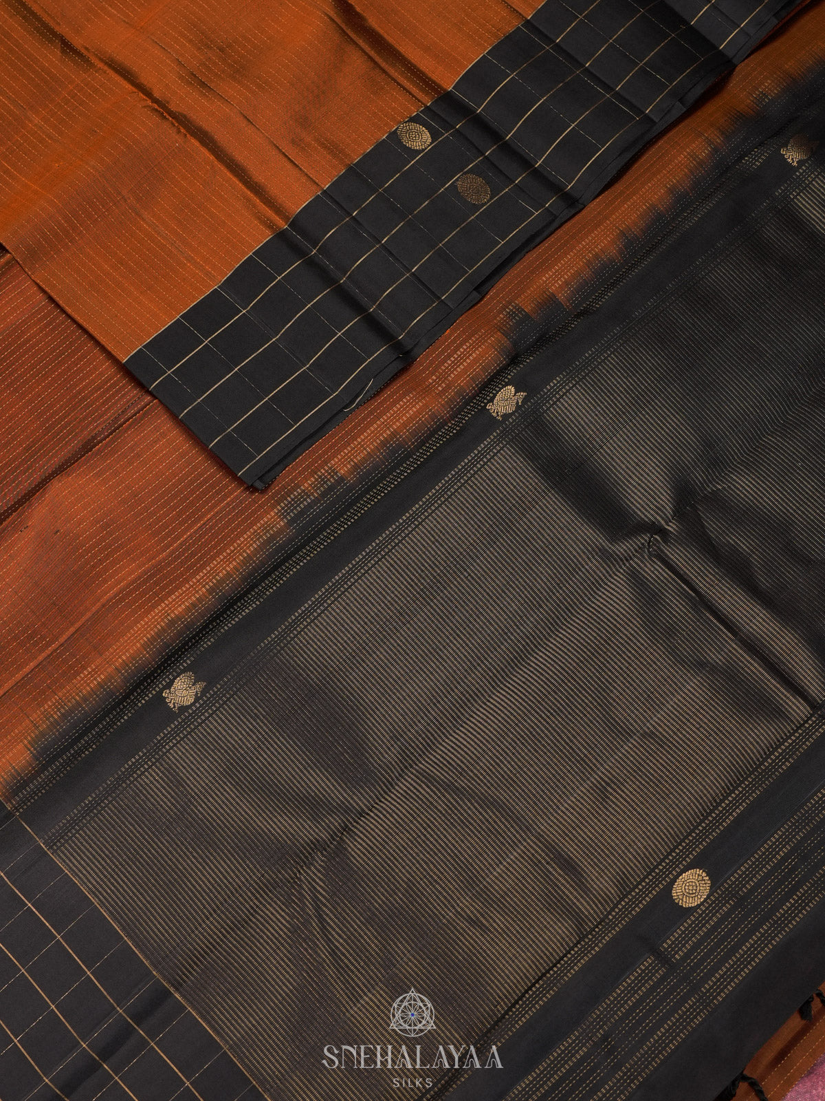Burnt Orange Kanjivaram Silk Saree