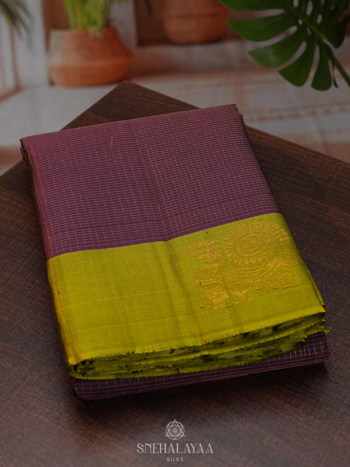 Burgundy Kanjivaram Silk Saree