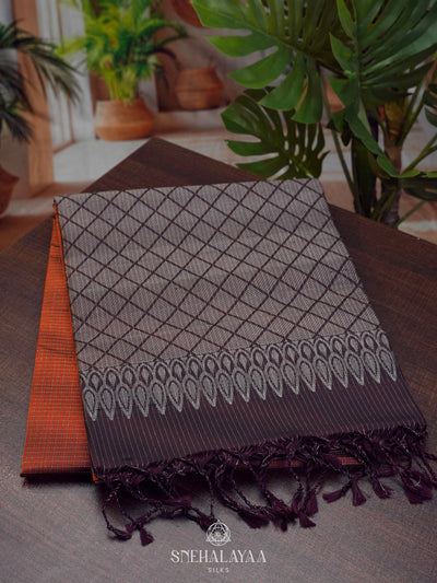 Burnt Orange Soft Silk Saree