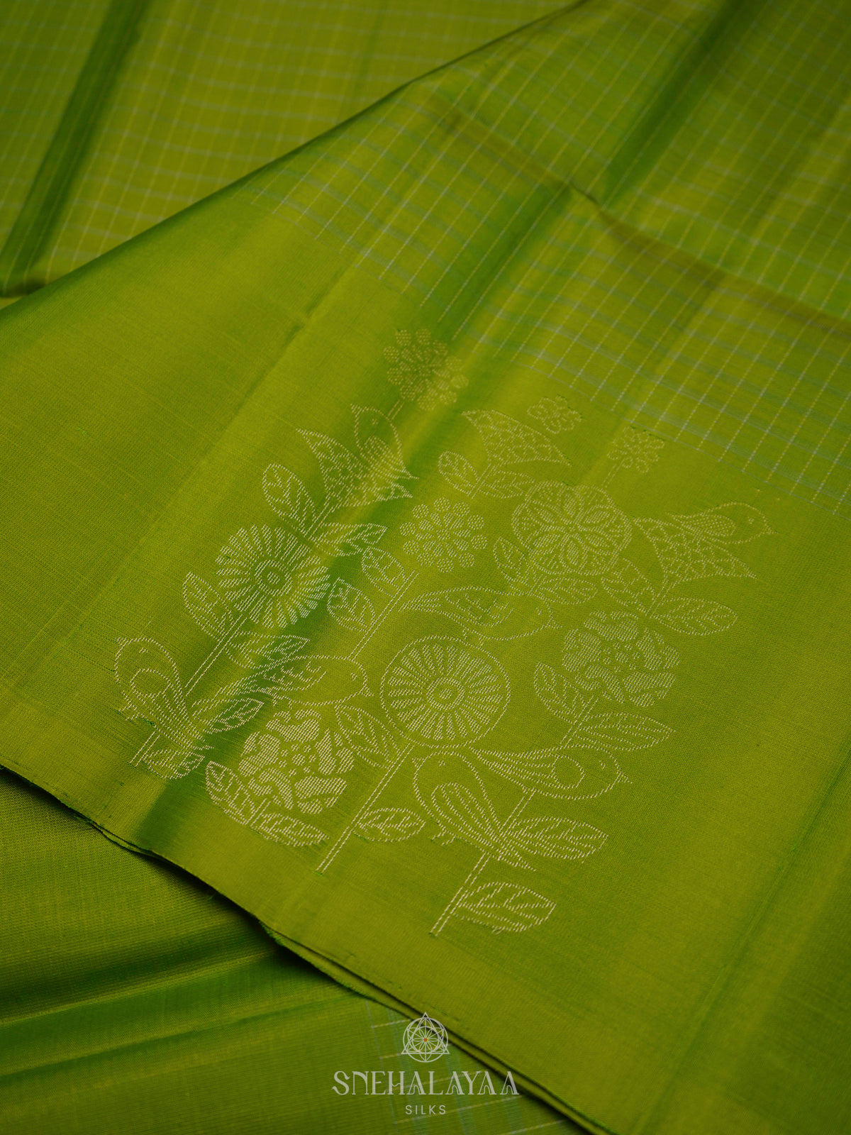 Lime Green Soft Silk Saree