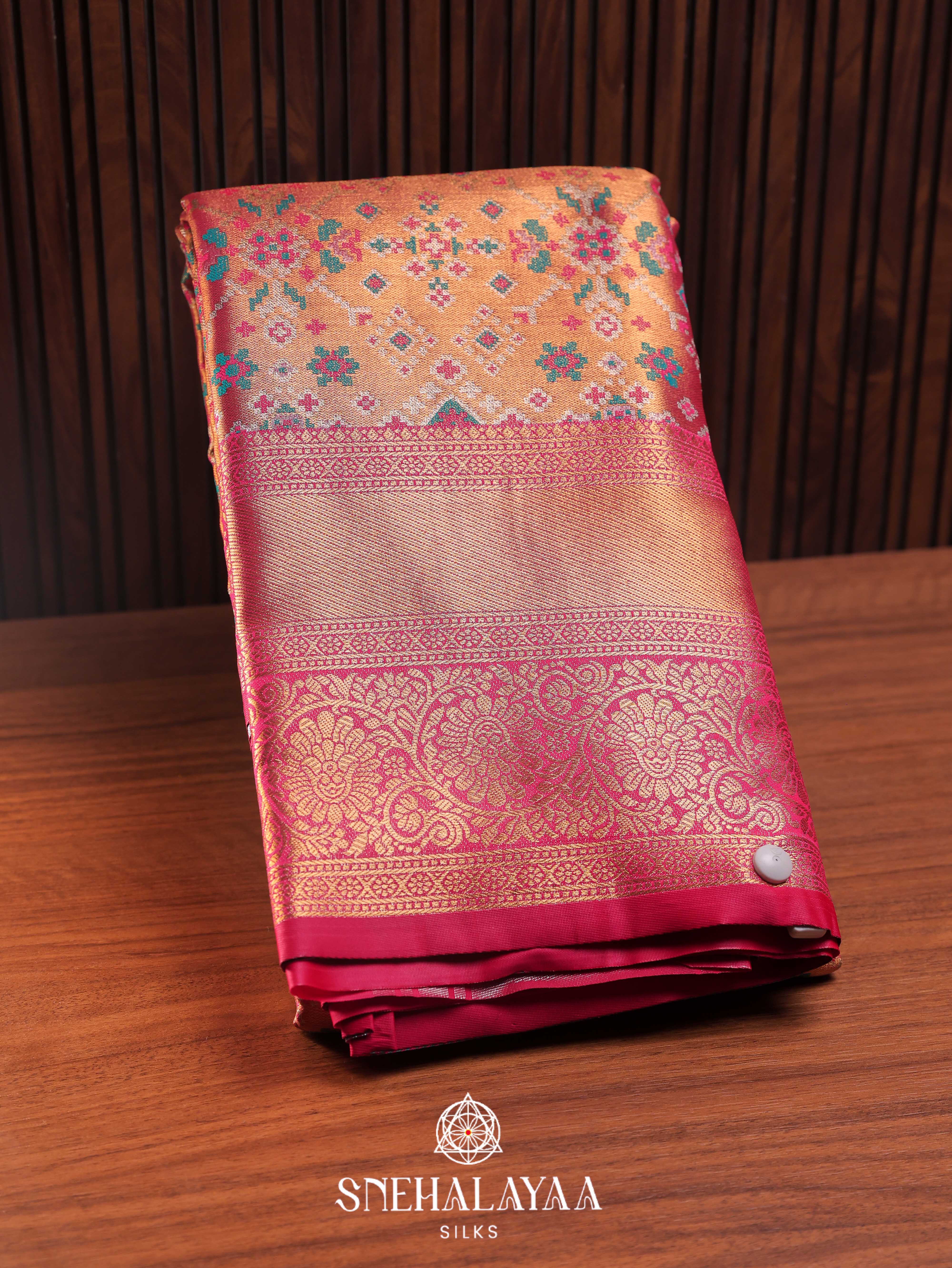 Peach Art Silk Saree